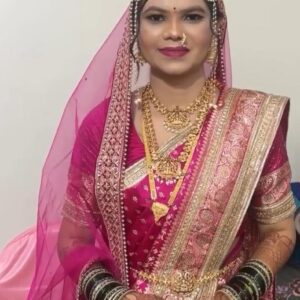 Bridal makeup by top-rated makeup artist at Glowmorr Beauty Parlour in Amravati for a flawless wedding look