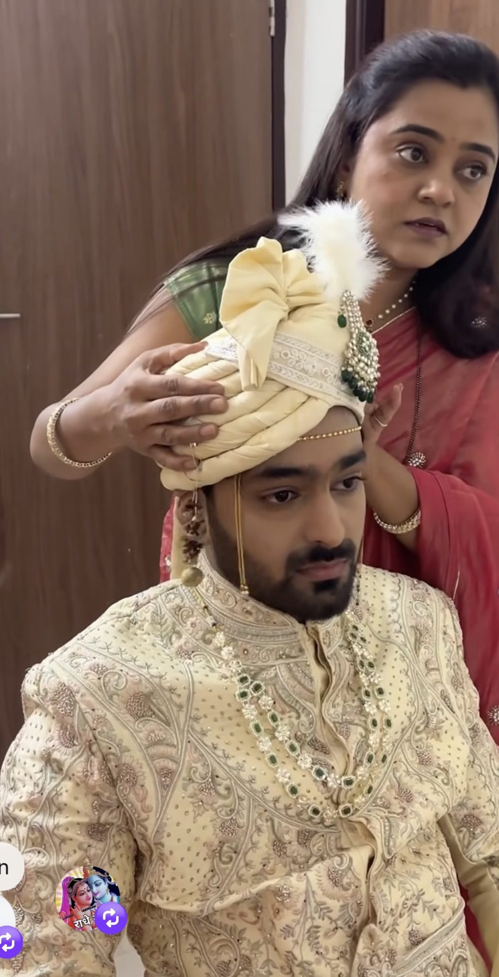 Expert groom makeup artist Sonali Dalvi preparing groom for wedding ceremony